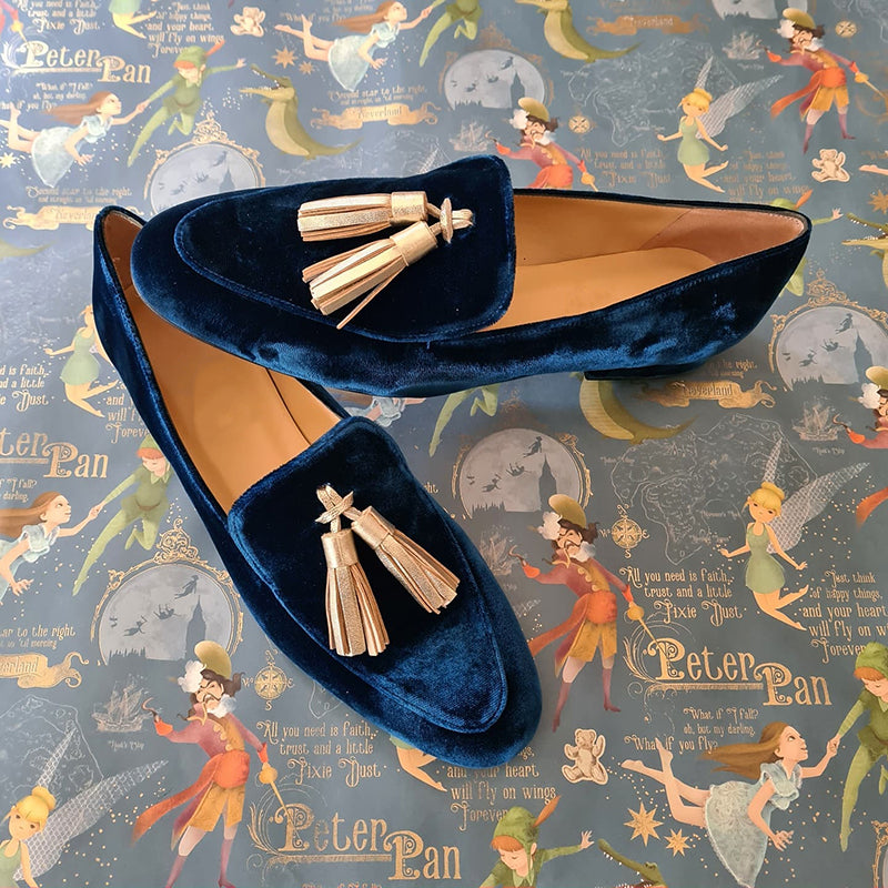 Fiorenza | Retro mokasyny slip-on z dekoracyjnymi frędzlami