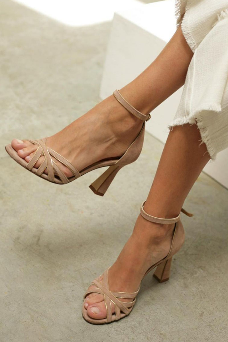 Elviera | Patchworkowe sandały peep toe na cienkiej szpilce