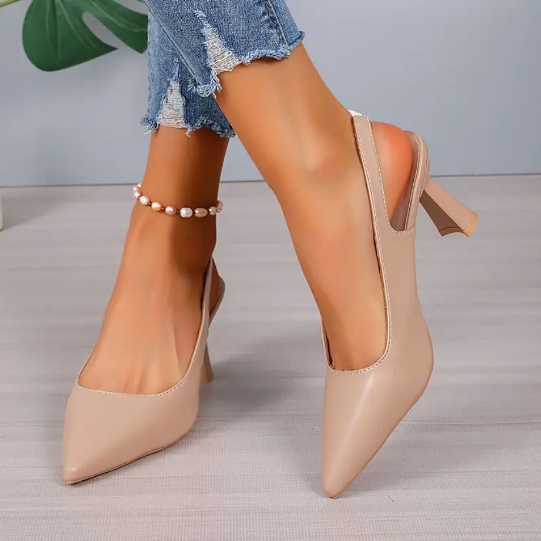 Alessia | Eleganckie Slingbacki na Szpilce z Połyskiem i Szpiczastym Noskiem