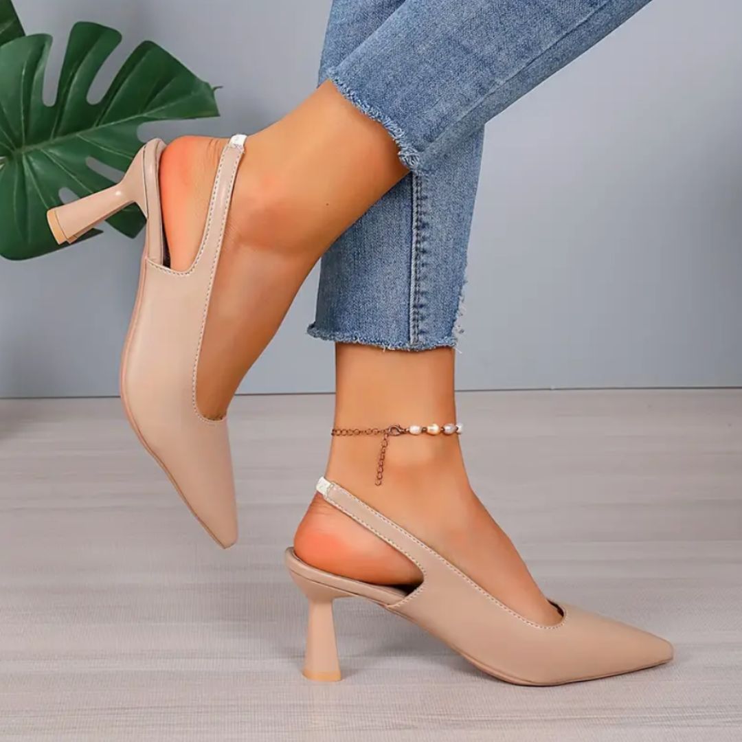Alessia | Eleganckie Slingbacki na Szpilce z Połyskiem i Szpiczastym Noskiem