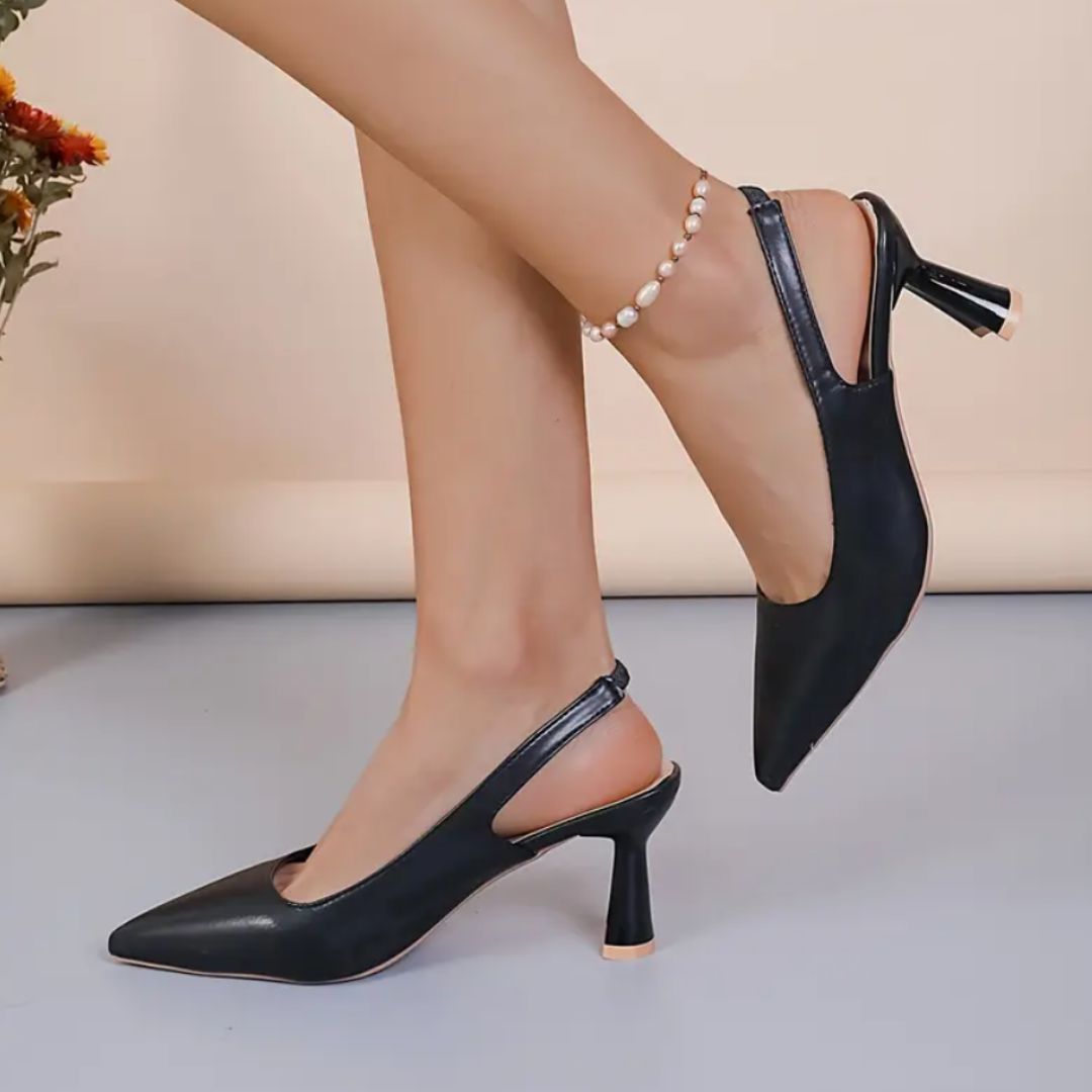 Alessia | Eleganckie Slingbacki na Szpilce z Połyskiem i Szpiczastym Noskiem