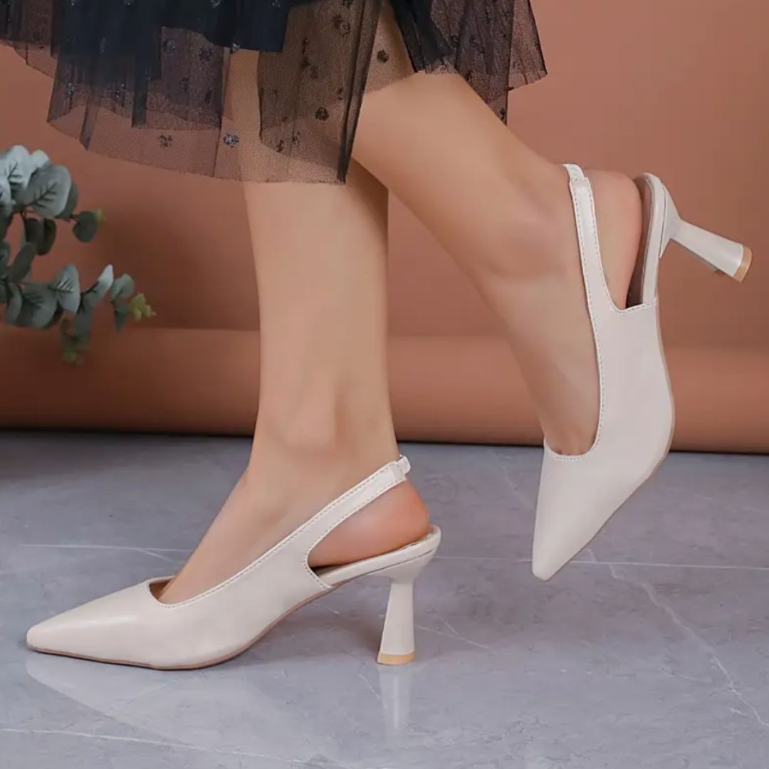 Alessia | Eleganckie Slingbacki na Szpilce z Połyskiem i Szpiczastym Noskiem