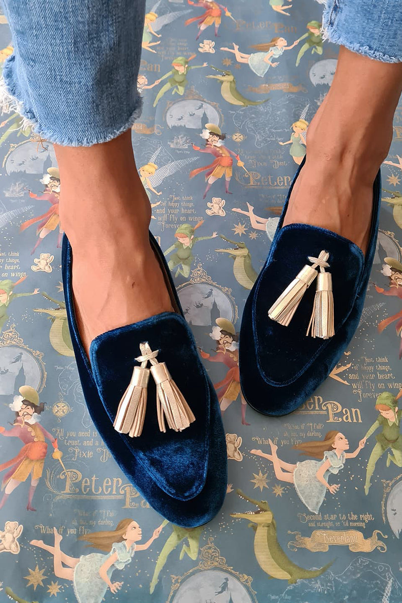 Fiorenza | Retro mokasyny slip-on z dekoracyjnymi frędzlami
